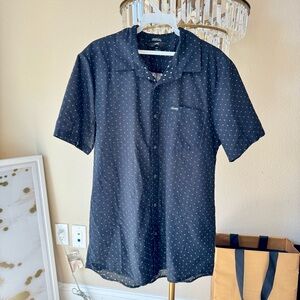 Volcom Black Casual Button Down Shirt with Short Sleeves
